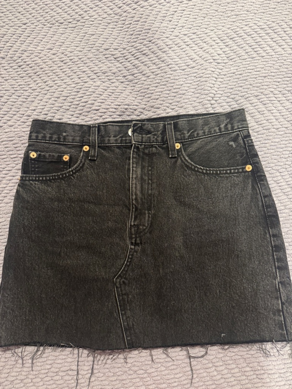 Mango Black Washed Denim Mini Skirt